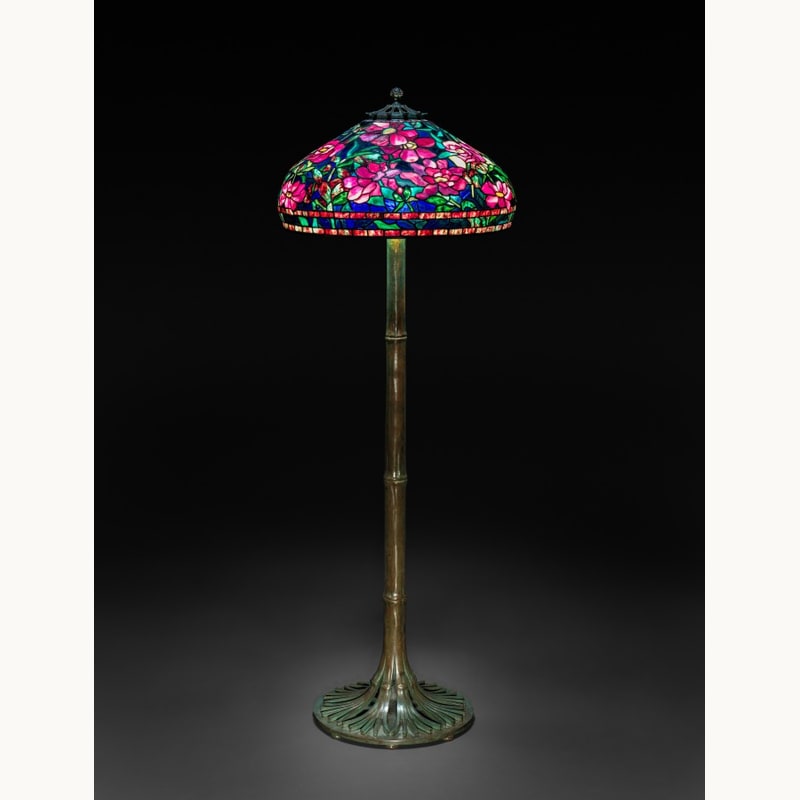 Peony Floor Lamp with a Bamboo Base